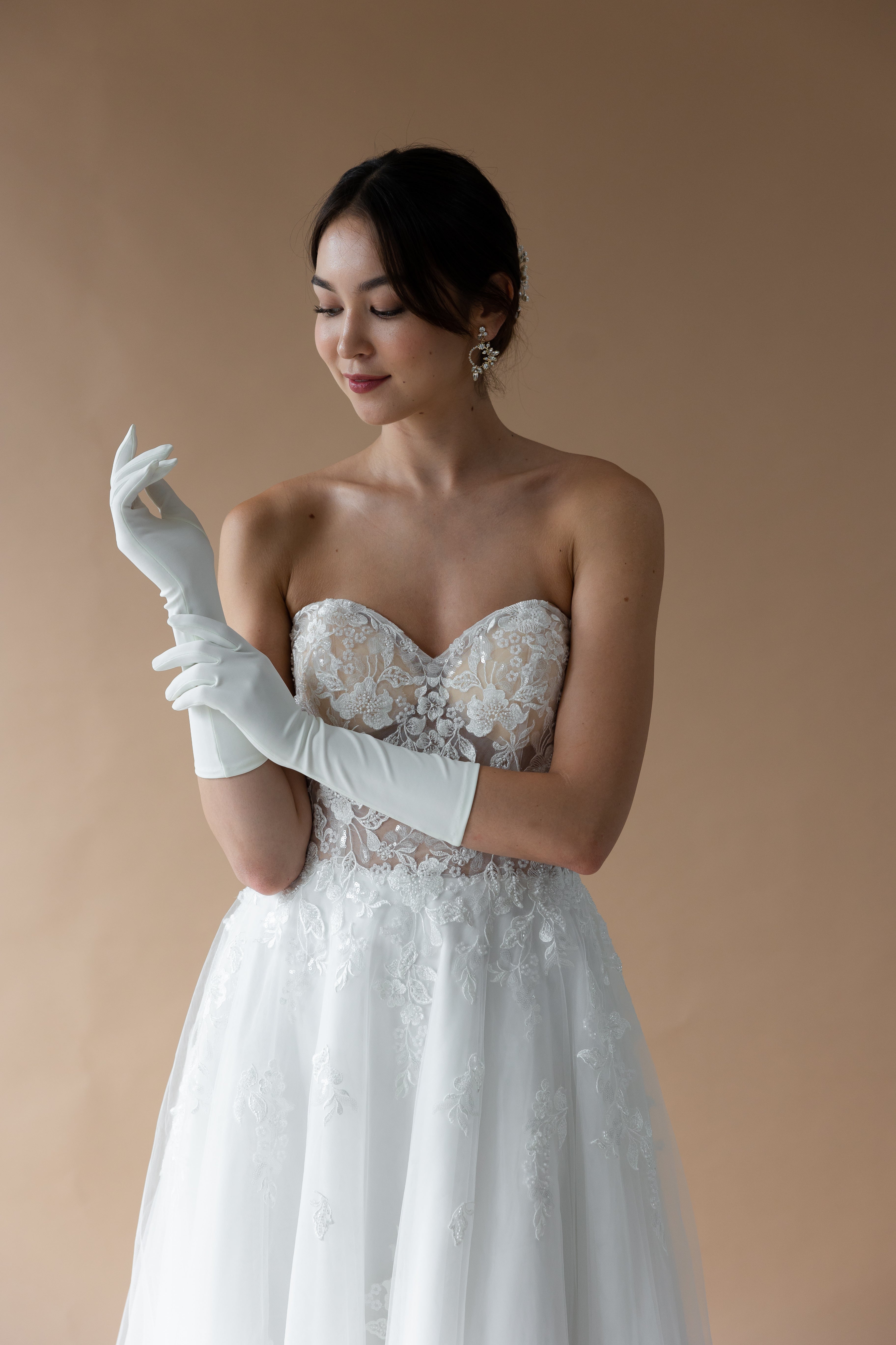 Marissa Satin Gloves - Ivory