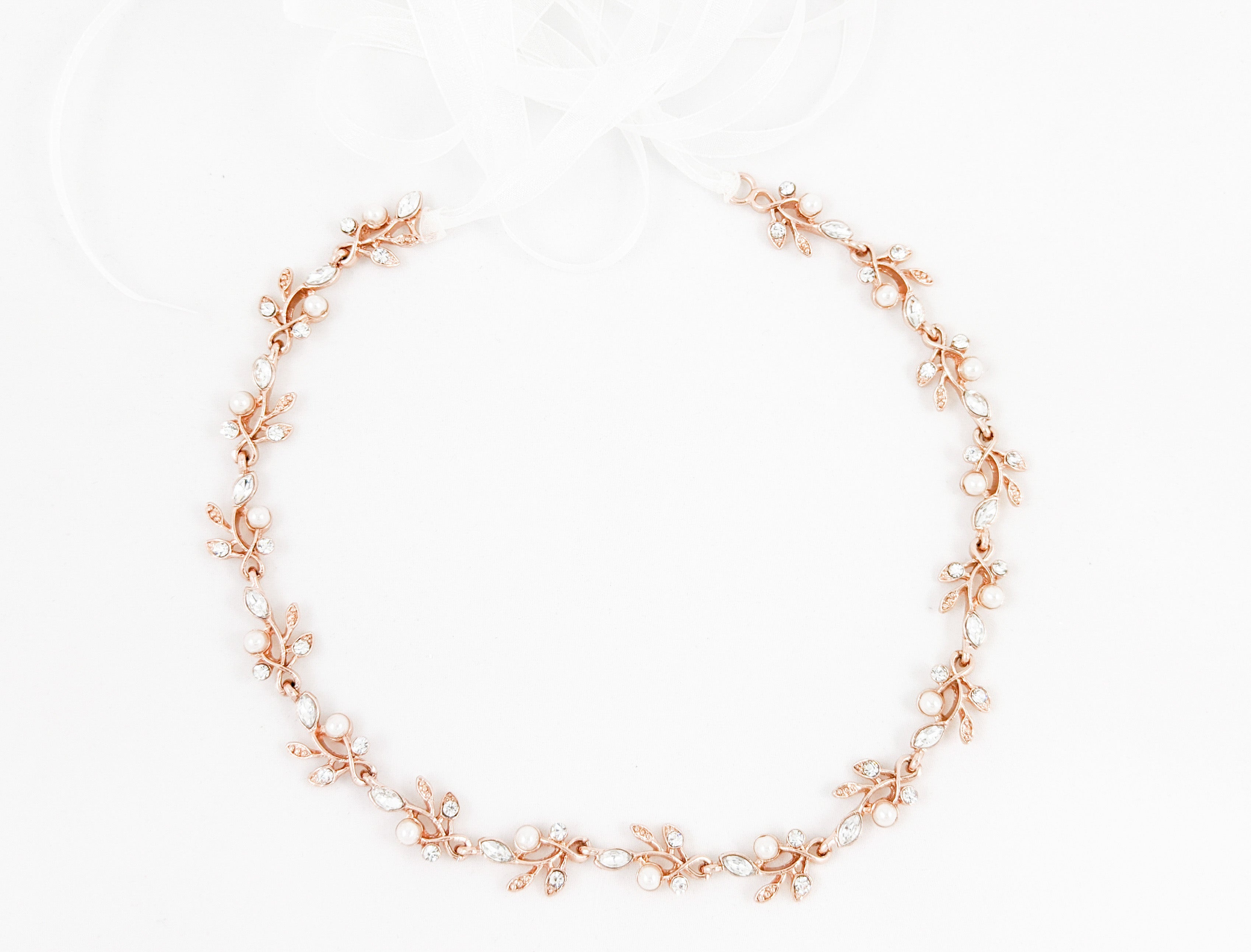ivory knot-wedding hair accessories-bridal headband-belt-tara-rose gold