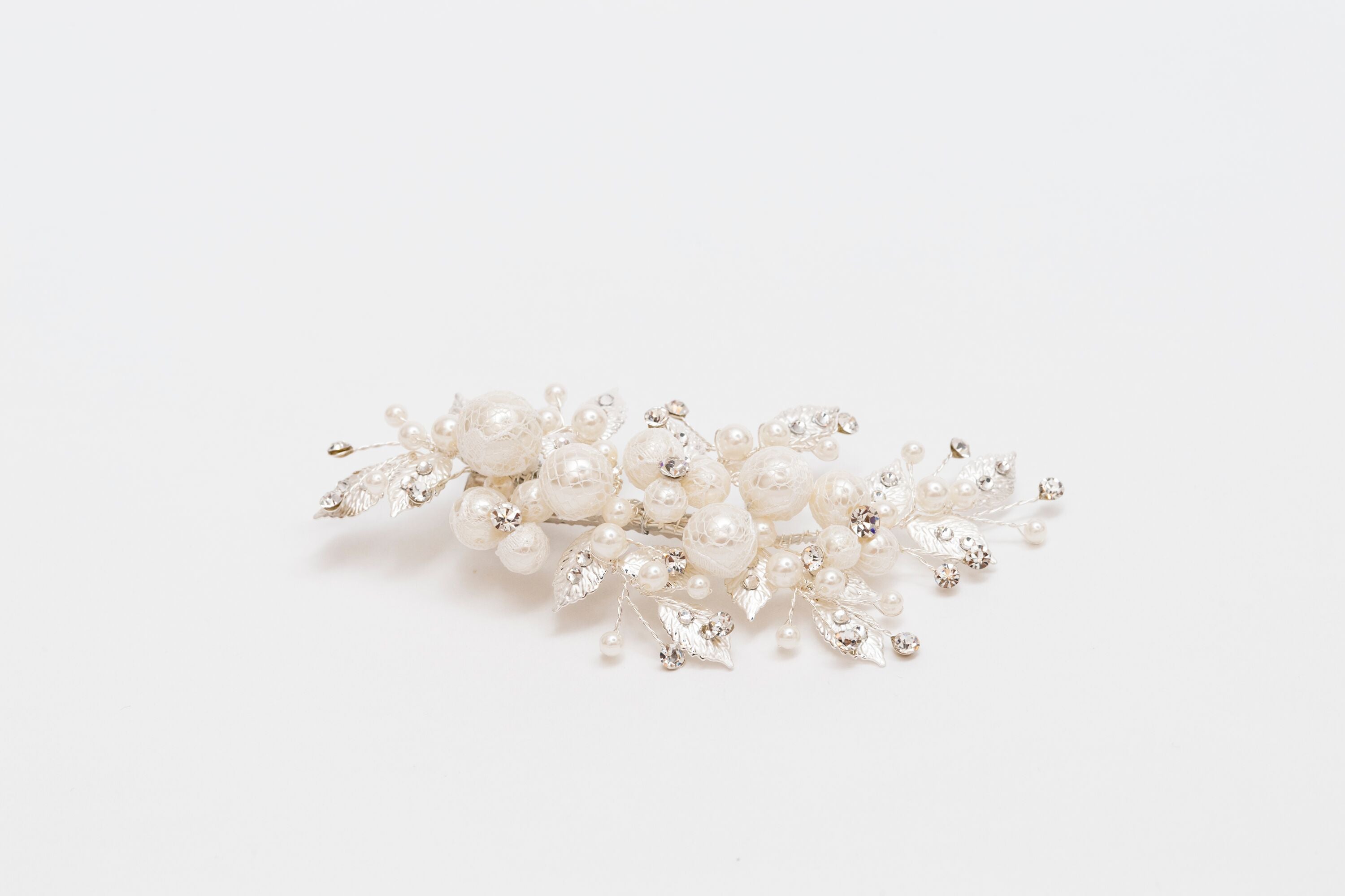 ivory knot-wedding hair clips-pearl bridal accessories-vera