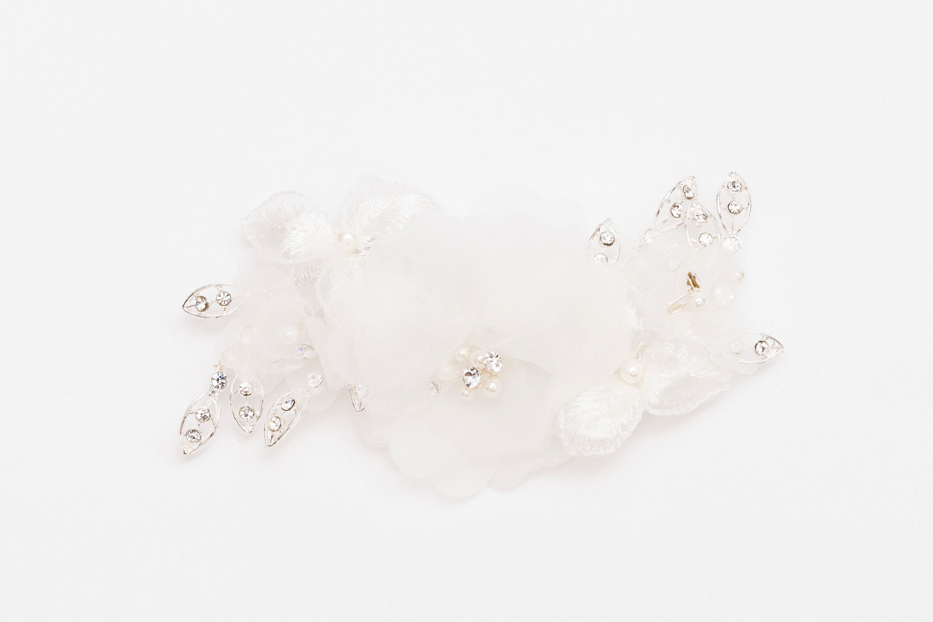 ivory knot-wedding hair clip-brianna-floral-organza